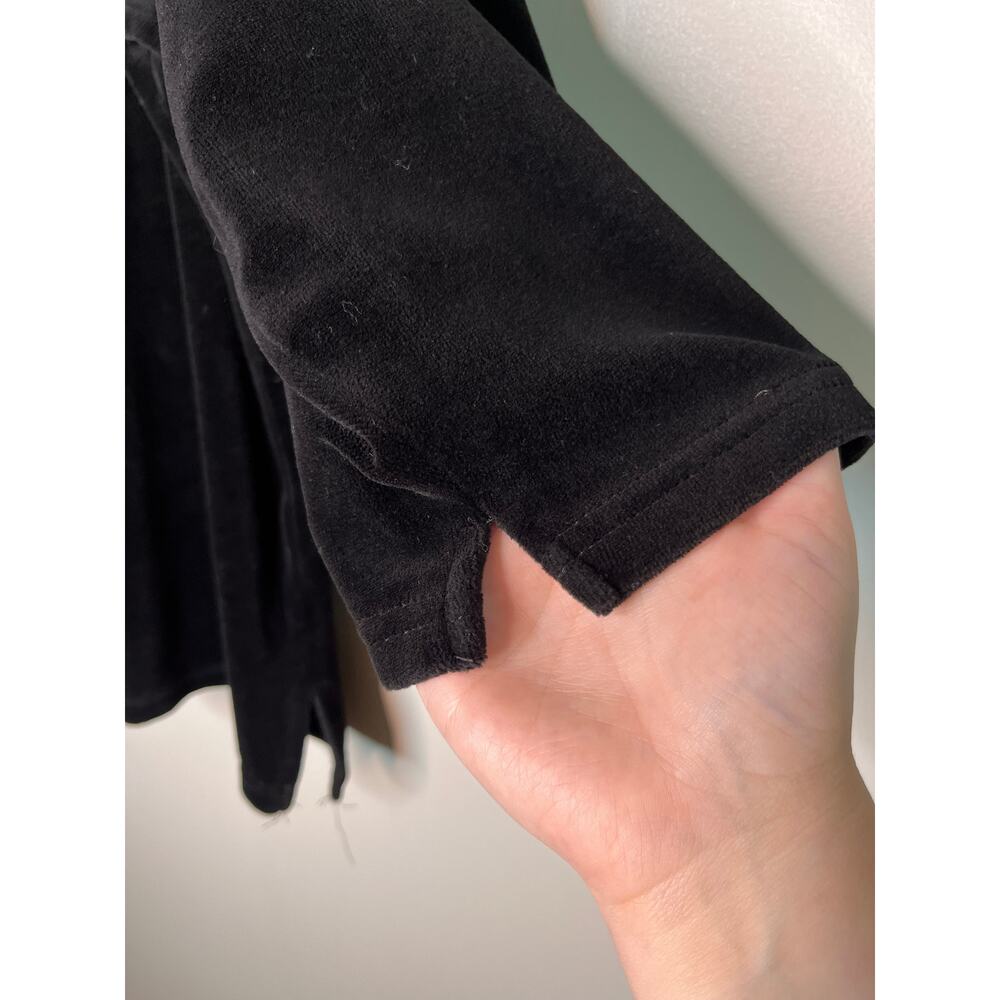 2000s Quacker Factory Black Velvet Rainbow Gemstone Sparkle Boat Neck Shirt L - Picture 3 of 5
